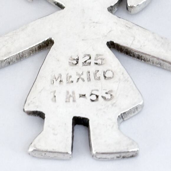 Vintage Mexico Taxco TH-53 Sterling Silver 925 Girl and Boy Silhouette Brooch - Picture 5 of 7